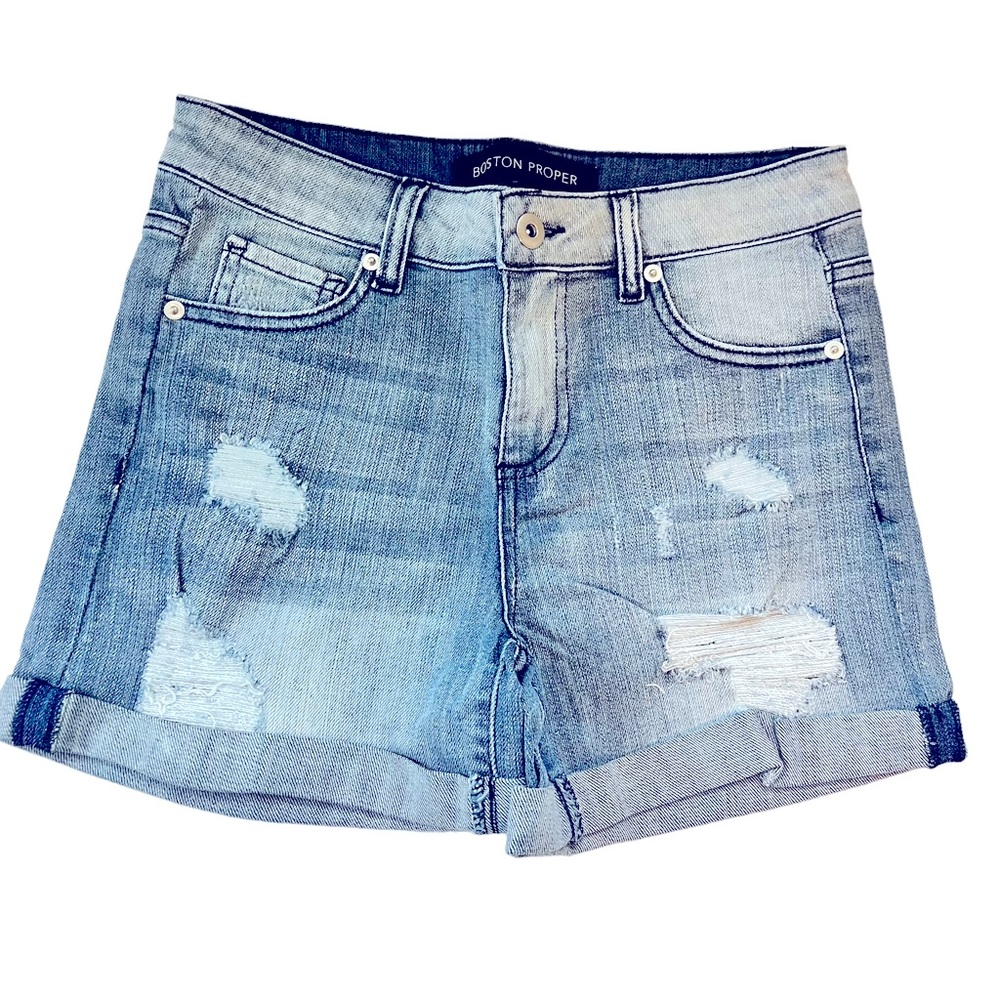 Boston Proper Light Blue Distressed Jean Shorts
